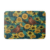 Schriften und Blume in dunkelblau Badematte (Vorderseite)