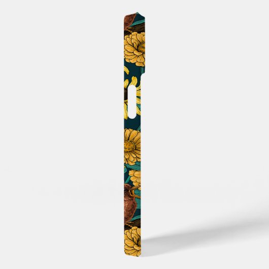 Schriften und Blume in dunkelblau Case-Mate iPhone Hülle (Rückseite / Rechts)