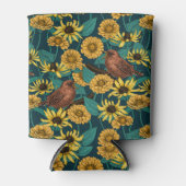 Schriften und Blume in dunkelblau Dosenkühler (Vorderseite)