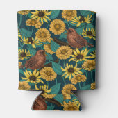 Schriften und Blume in dunkelblau Dosenkühler (Rückseite)