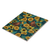 Schriften und Blume in dunkelblau Fliese (Seite)