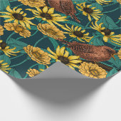 Schriften und Blume in dunkelblau Geschenkpapier (Ecke)