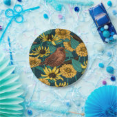 Schriften und Blume in dunkelblau Pappteller (Party)