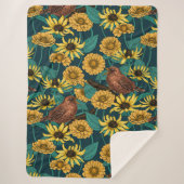 Schriften und Blume in dunkelblau Sherpadecke (Vorderseite)