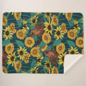 Schriften und Blume in dunkelblau Sherpadecke (Vorderseite (Horizontal))