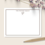 Schriftfamilie Initialen Monogramm Braunes Schreib Mitteilungskarte<br><div class="desc">Dieses Design verfügt über einen dünnen doppelten Rahmen mit Platz für einen Namen und einem hübschen Schriftmonogramm oben. Klicken Sie auf die Schaltfläche "Anpassen", wenn Sie die Designelemente anpassen und/oder den Text weiter ändern möchten! Variationen dieses Designs, zusätzliche Farben sowie koordinierte Produkte sind in unserem Shop erhältlich, zazzle.com/store/doodlelulu. Kontaktieren Sie...</div>