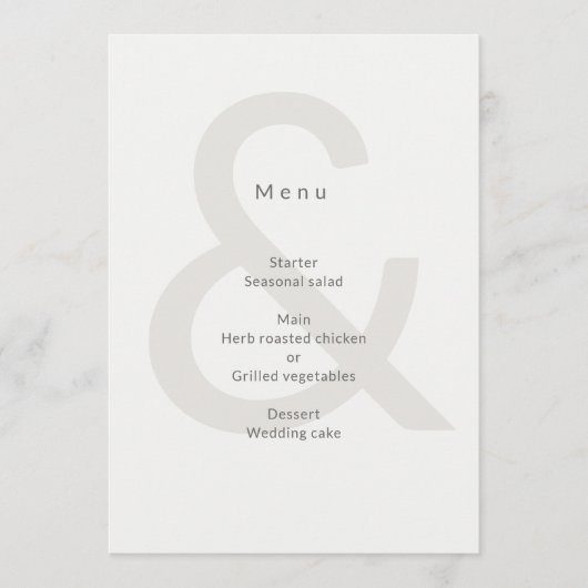 Schriftgestaltung Hochzeit Menükarte (Vorderseite)