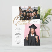 Schriftklasse 2025 | 3 Foto Graduate Party Ankündigung (Stehend Vorderseite)