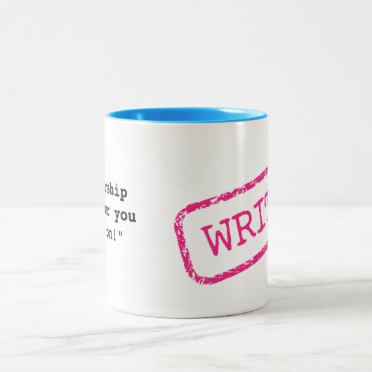 "SCHRIFTLICH" - "Wir verehren die Zeitung, auf der Zweifarbige Tasse (Mittel)