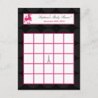 Schriftliche Bingo Card Rosa Poodle Paris Eiffeltu
