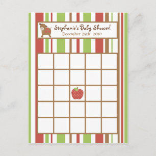 Schriftliche Bingokarte Rotstall-Nutztiere Einladungspostkarte