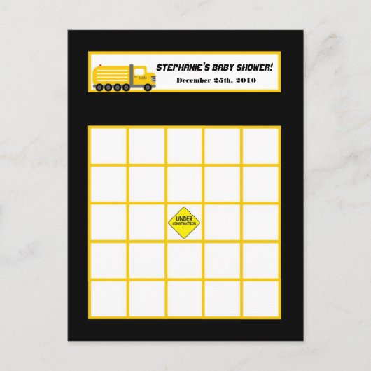 Schriftliche Bingokartenkonstruktion Einladungspostkarte (Vorderseite)