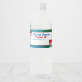 Schriftliche Meerjungfrau Oktopus, Blue Aqua Red G Wasserflaschenetikett (Vorderseite)