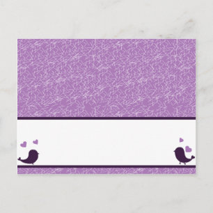 Schriftliche Platzkarte Bird Swing Lila BG Herzen Postkarte
