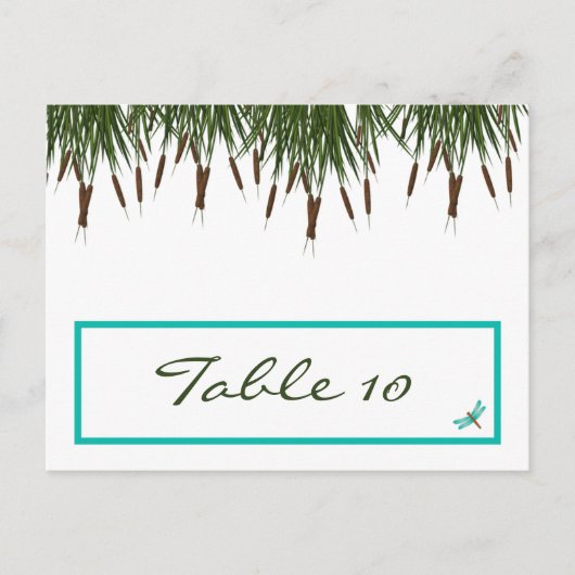 Schriftliche Platzkarte Cattail/Dragonfly in Color Postkarte (Vorderseite)