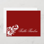 Schriftliche Platzkarte Crimson Red Floral Filigre Postkarte (Vorne/Hinten)