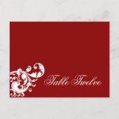 Schriftliche Platzkarte Crimson Red Floral Filigre Postkarte (Vorderseite)