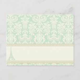 Schriftliche Platzkarte Damask Paris Postkarte