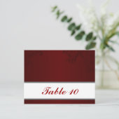 Schriftliche Platzkarte Dark Maroon Gray Wirbel Re Postkarte (Stehend Vorderseite)