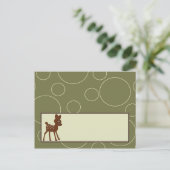 Schriftliche Platzkarte Forrest Animal Owl Deer Bi Postkarte (Stehend Vorderseite)