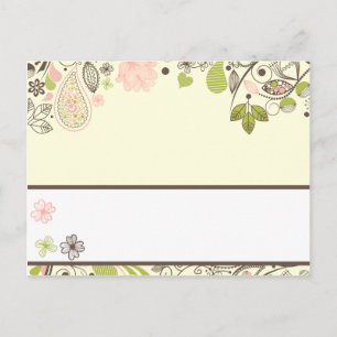 Schriftliche Platzkarte Frühling Rosa/Grüne Blüte Postkarte