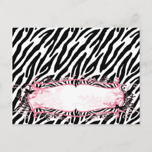 Schriftliche Platzkarte Girly Butterfly Zebra Prin Postkarte