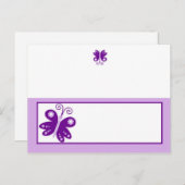Schriftliche Platzkarte Lila Frühjahrsschmetterlin Postkarte (Vorne/Hinten)