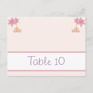 Schriftliche Platzkarte Lila rosa Laterne/Blume al Postkarte