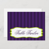 Schriftliche Platzkarte Lime Green & Lila Stripe Postkarte (Vorne/Hinten)