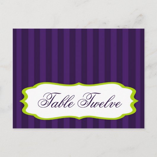 Schriftliche Platzkarte Lime Green & Lila Stripe Postkarte (Vorderseite)