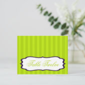 Schriftliche Platzkarte Lime Green & Lila Stripe Postkarte (Stehend Vorderseite)