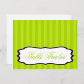 Schriftliche Platzkarte Lime Green & Lila Stripe Postkarte (Vorne/Hinten)