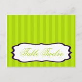 Schriftliche Platzkarte Lime Green & Lila Stripe Postkarte (Vorderseite)