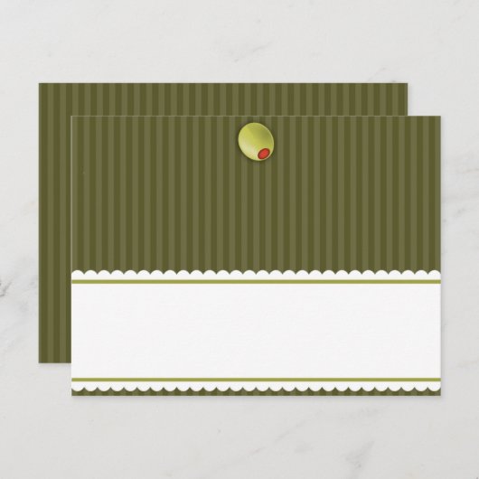 Schriftliche Platzkarte Martini Olives Grüne Strei Postkarte (Vorne/Hinten)