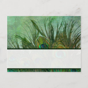 Schriftliche Platzkarte Peacock Green Feathers Postkarte