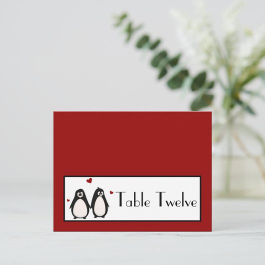 Schriftliche Platzkarte Pinguin Liebe Couple Mate Postkarte (Stehend Vorderseite)