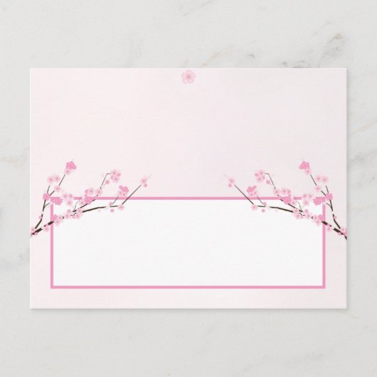 Schriftliche Platzkarte Pink Cherry Blossom Postkarte (Vorderseite)