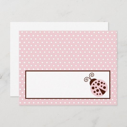 Schriftliche Platzkarte Pink Ladybug Postkarte (Vorne/Hinten)