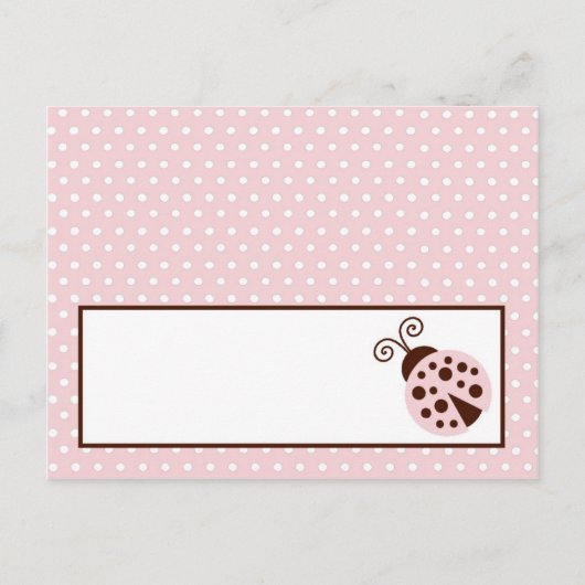 Schriftliche Platzkarte Pink Ladybug Postkarte (Vorderseite)