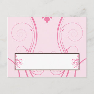 Schriftliche Platzkarte Rosa Kronleuchter Postkarte