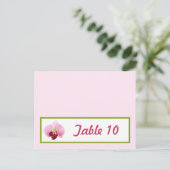 Schriftliche Platzkarte Rosa Orchid Long Stem Blum Postkarte (Stehend Vorderseite)