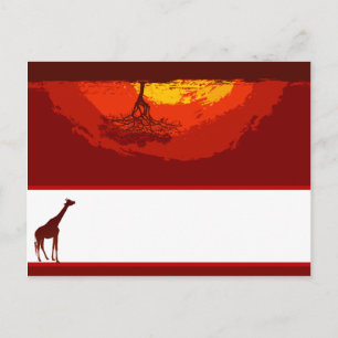 Schriftliche Platzkarte Roter Sonnenuntergang in A Postkarte