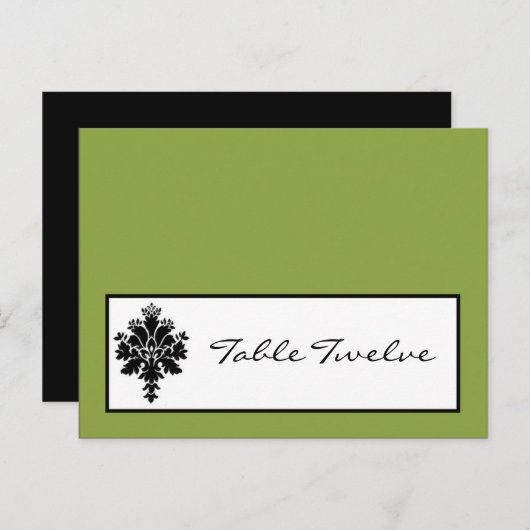 Schriftliche Platzkarte Schwarz-Grün-Damaskasfläch Postkarte (Vorne/Hinten)