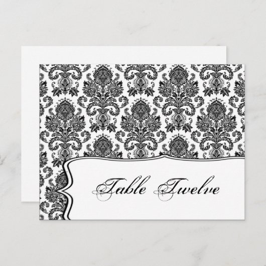 Schriftliche Platzkarte Schwarz-weiß Damask Lace P Postkarte (Vorne/Hinten)