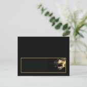 Schriftliche Platzkarte Sweet 16 Gold Black Postkarte (Stehend Vorderseite)