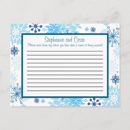 Schriftliche Ratenkarte Blauer Baum / Schneeflocke Hinweiskarte (Vorderseite)