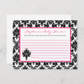 Schriftliche Ratenkarte Hot Pink Black Damask Hinweiskarte (Vorne/Hinten)
