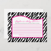 Schriftliche Ratenkarte Hot Pink Zebra Print Hinweiskarte (Vorne/Hinten)
