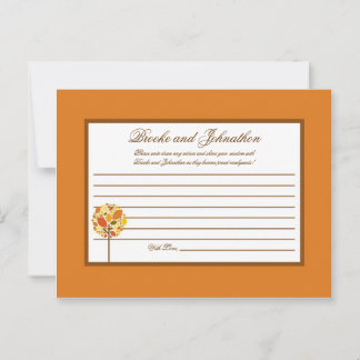 Schriftliche Ratenkarte Moderner Herbstbaum fallen Hinweiskarte