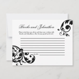 Schriftliche Ratenkarte Schwarz-weiße Blumenfäche Hinweiskarte